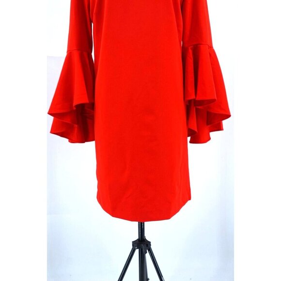 Catherine Dress Women 4 Red Midi Flutter Long Sleeve Lined Zipper Party‎ Festive - Picture 4 of 10